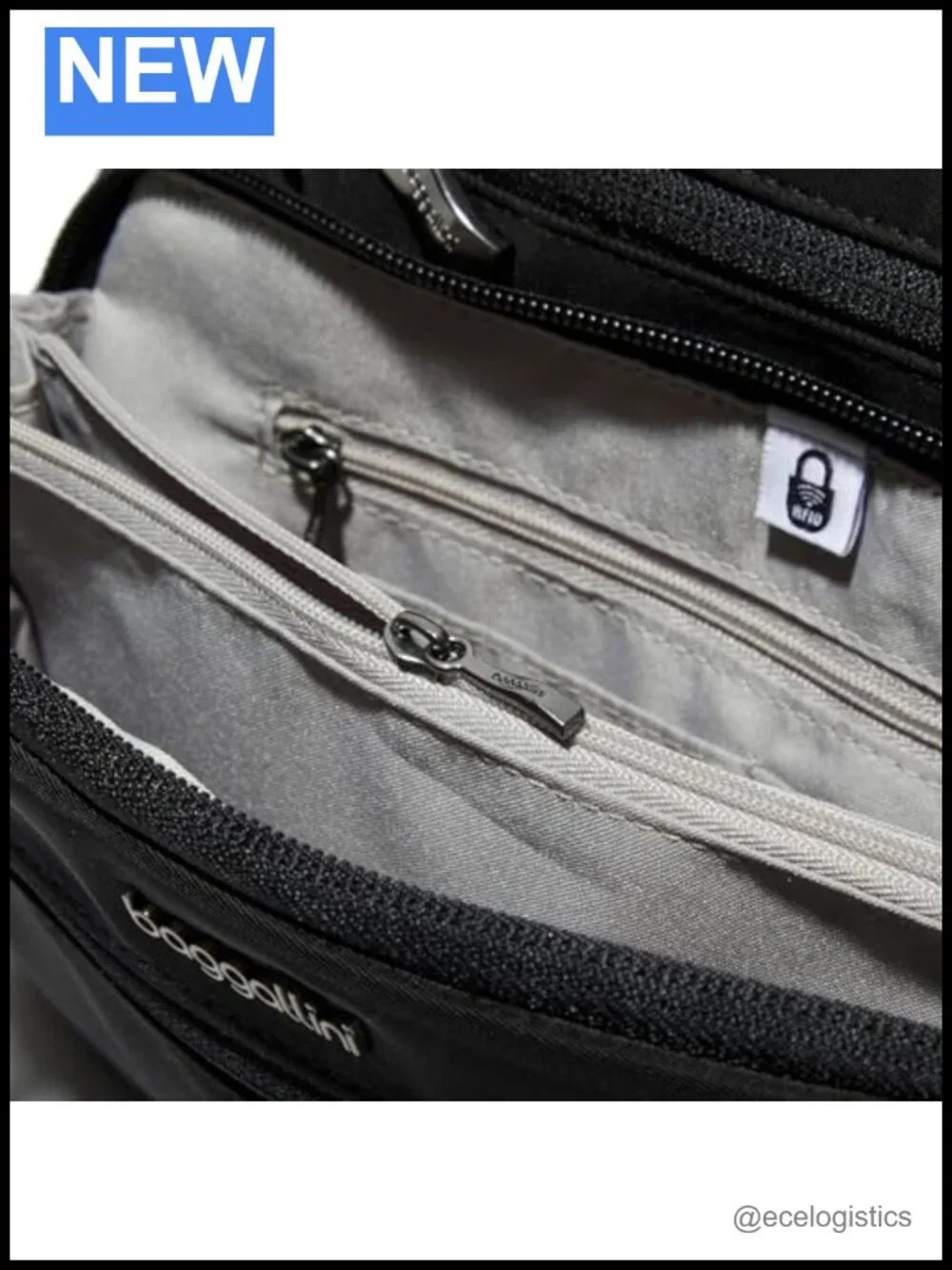 Baggallini Marais Crossbody Bag RFID Blocking Nylon w/ Built-in Wallet